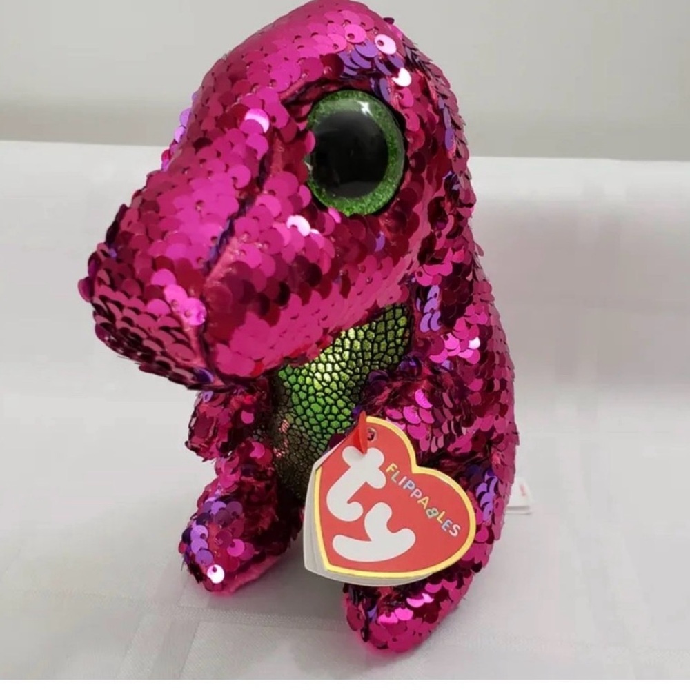 Ty Flippables Sparkling Pink Dinasour Plush